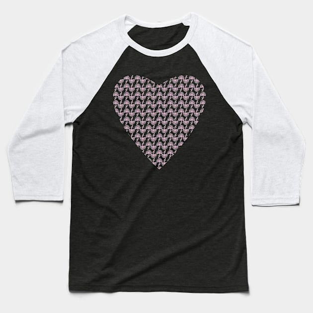 Pink Floral Heart Pattern Baseball T-Shirt by Ezzkouch